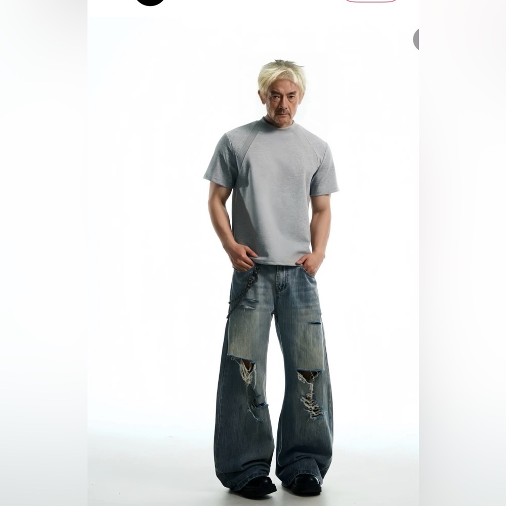 Men’s Big Jack Baggy Fit RIPPED BALLOON FIT‎ JEANS 33